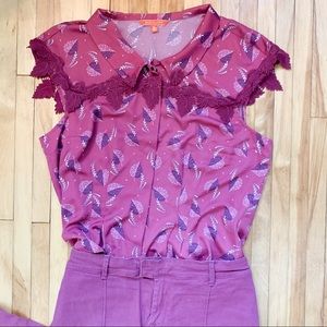 ModCloth Retro Button-Up Top with Appliques - XL